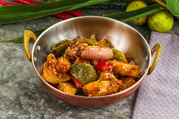 Potato with bell pepper and gravy