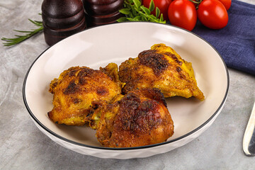 Roasted chicken thighs  with spices