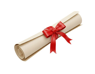 Rolled diploma certificate isolated on transparent