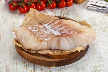 Raw Pollok fish for cooking