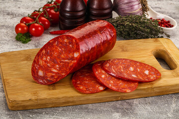 Italian Chorizo sausage with slices