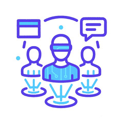 Holographic Meeting Icon – Futuristic Virtual Collaboration Symbol