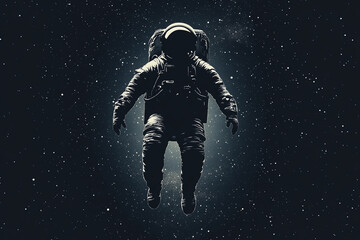Fototapeta premium Silhouette of a space explorer floating in zero gravity