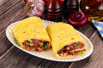 Burrito with tuna and vegetables wrap