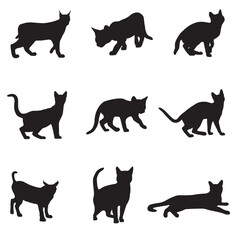 black silhouettes of cats vector