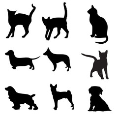 black silhouettes of cats vector