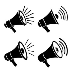 Megaphone Icon Set for Marketing and Promotion Silhouette Vector Isolated on Transparent Background