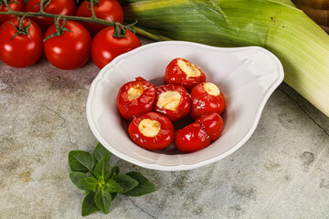 Sweet piquant cherry pepper stuffed cheese