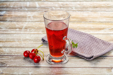 Sweet cherry juice in the glass