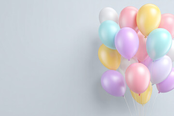 パステルカラーのバルーンが浮かぶお祝いの背景