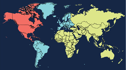 world map on red background