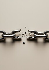 Obraz premium Severed Metal Chain Links Scattered on Beige Background