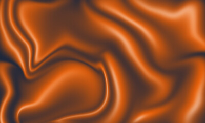 Abstract Orange and Dark Blue Silk Fabric Background with Smooth Waves