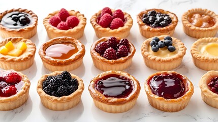 Delicious mini fruit tarts pastry assortment