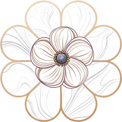 Elegant marble flower clipart with timeless artistic charm.