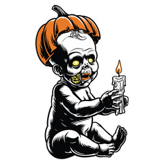 cute zombie baby illustration