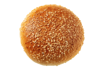 PNG Golden sesame seed hamburger bun on black background