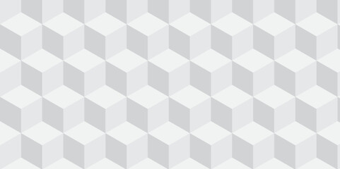 Seamless white geometric cube creative concept triangle overlapping overlap square technology texture. geometric digital cubes fabric and wallpaper grid block texture background.	