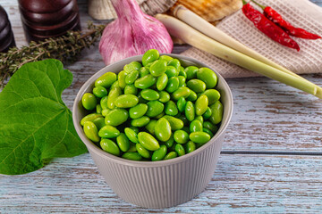 Edamame beans in the bowl