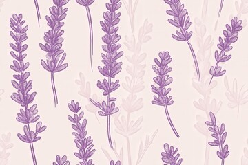 Beautiful Floral Pattern Illustration of Lavender Plant, Perfect for Textile Design and Creative Projects