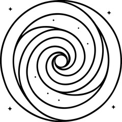 Galaxy spiral in space theme line art vector illustration 
