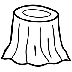 Hollow tree stump with mushroom line art vector illustration 