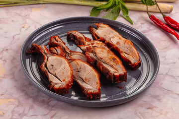 Roasted gourmet duck fillet slices
