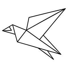 Origami style bird flying line art vector illustration