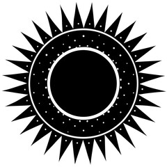 Solar eclipse phases line art vector illustration