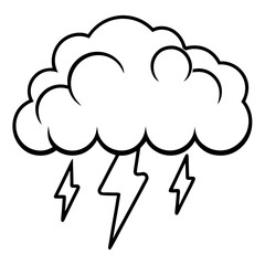 Thunderstorm cloud line art vector illustration