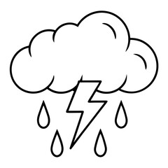 Thunderstorm cloud line art vector illustration
