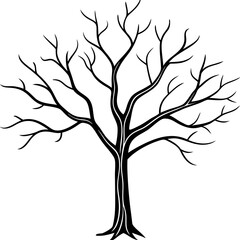 Barren Tree line art vector illustration