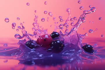 Mixed berry splash in purple-red gradient