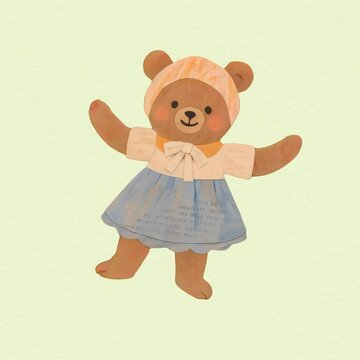 Cute teddy bear illustration animation isolated asset, transparent 4K video, alpha channel, ProRes 4444