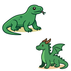 Naklejka premium Baby Dragon Cartoon - Whimsical Animal Digital Art