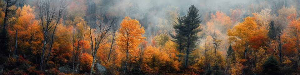 New York Mountains. Adirondack Autumn Landscape with Fall Colors