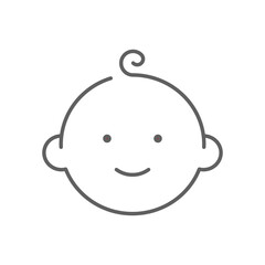 Happy little boy head icon. Simple outline style. Line symbol isolated. Face of baby boy. Editable stroke