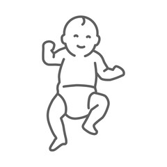 The child lies on his back line icon. Simple outline style. Toddler development. Early childhood. Editable stroke