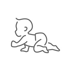 The baby is crawling line icon. Simple outline style. Toddler development. Early childhood.  Editable stroke