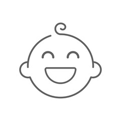 Happy little boy head icon. Simple outline style. Line symbol isolated. Face of baby boy. Editable stroke
