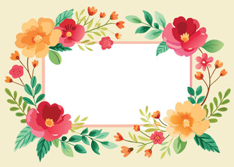 Rectangular watercolor flowers Frame Design for program card