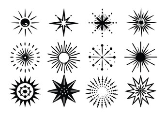 Obraz premium Collection of 12 Unique Starburst and Sunburst Vector Illustrations