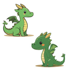 Fototapeta premium Baby Dragon Cartoon - Whimsical Animal Digital Art