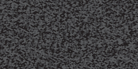 Abstract geometric black and gray background seamless mosaic and low polygon triangle texture wallpaper. Triangle shape retro wall grid pattern geometric ornament tile vector square element.
