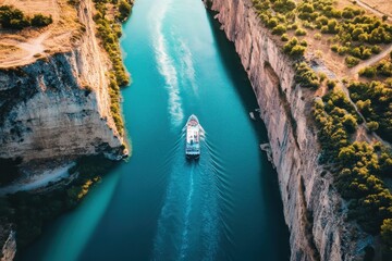 Discover the stunning aerial views of the breathtaking Corinth Canal in Greece, Tourist destination Corinth canal in Greece Aerial view from above