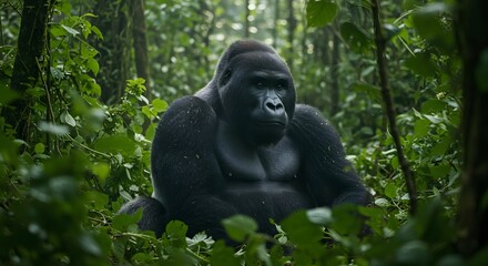 Obraz premium Gorilla exploring its forest habitat