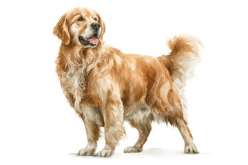 Fototapeta premium PNG Golden retriever dog standing with happy expression and fluffy tail