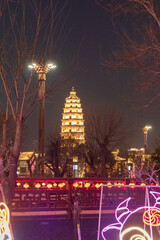 night view of Kaiyuan Temple Pagoda of Dingzhou