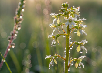 Dew-Kissed Northern Twayblade Listera Borealis