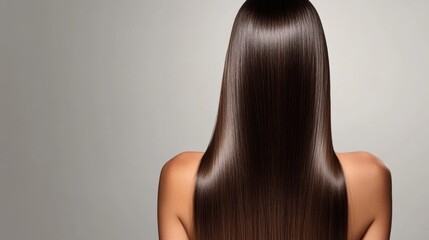 Beautiful model girl with Brown hair strand,silky healthy chestnut wavy hair strand,hair wavy ribbon, with smooth,Keratin straightening,Treatment,straight long hair,procedures,Smooth hairstyle.